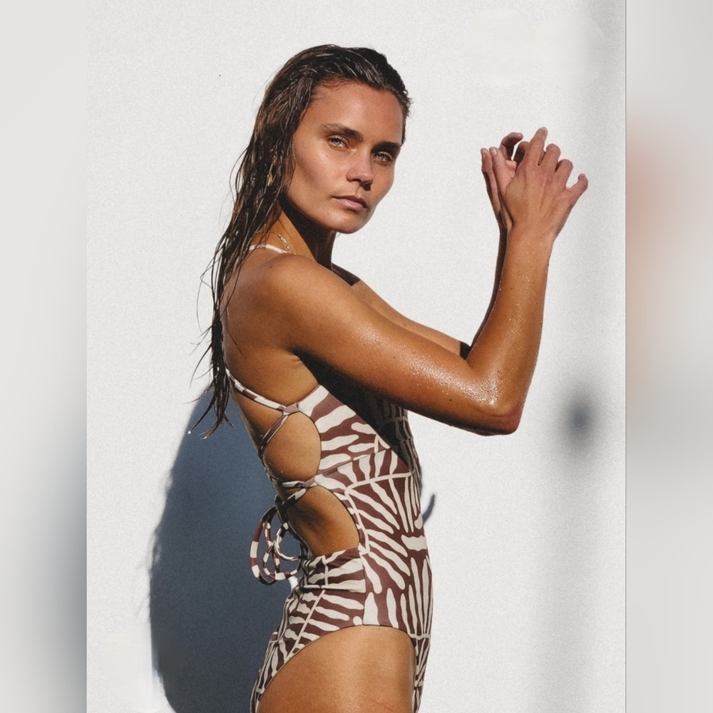 Salted  Coral Sands Tie Up One Piece swimsuit